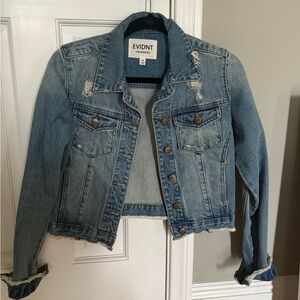 EVIDNT Women's Distressed Blue Denim Jacket